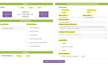 NOUVELLE FONCTIONNALITE « FEUILLE DE TEMPERATURE PERSONNALISABLE »