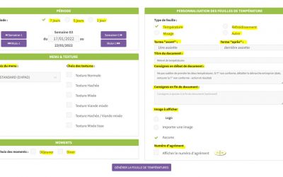 NOUVELLE FONCTIONNALITE « FEUILLE DE TEMPERATURE PERSONNALISABLE »